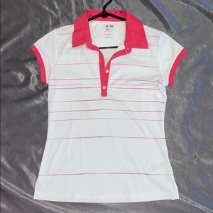 Pink and white adidas golf shirt!